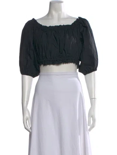 Pre-owned Cara Cara Off-the-shoulder Short Sleeve Crop Top In Black