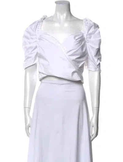 Pre-owned Cara Cara Off-the-shoulder Short Sleeve Crop Top In White