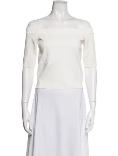 Pre-owned Cara Cara Off-the-shoulder Short Sleeve Top In White