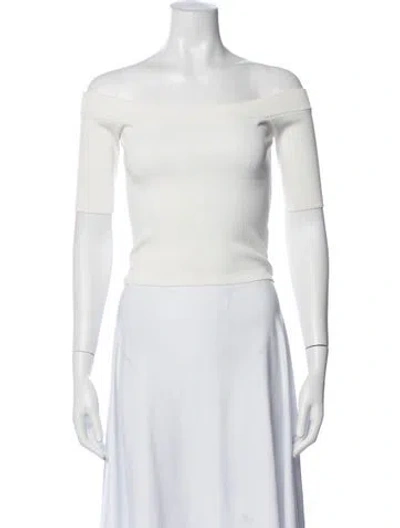 Pre-owned Cara Cara Off-the-shoulder Short Sleeve Top In White