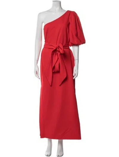 Pre-owned Cara Cara One-shoulder Long Dress In Red
