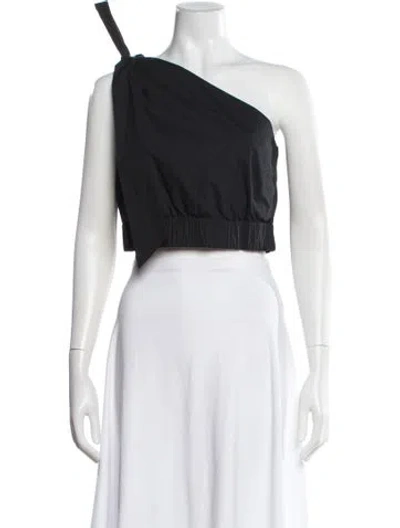 Pre-owned Cara Cara One-shoulder Sleeveless Crop Top In Black