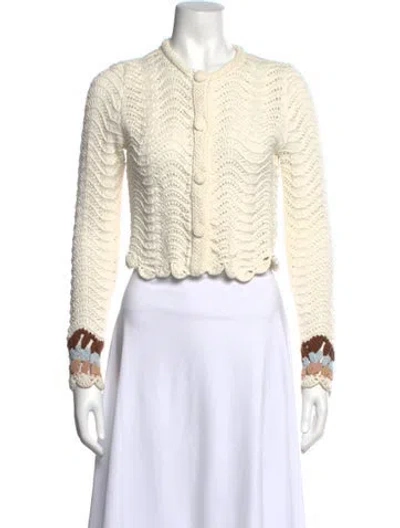 Pre-owned Cara Cara Open Front Sweater In White