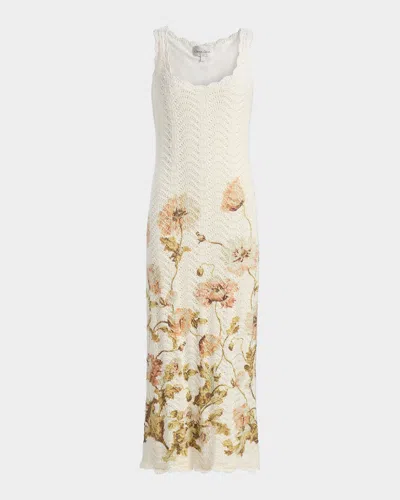 Cara Cara Orel Floral Crochet Knit Sleeveless Maxi Dress In Neutral