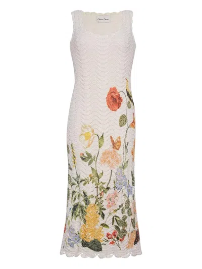 Cara Cara Orel Floral-print Crochet Dress In White