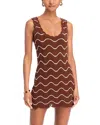 Cara Cara Orel Wave Crochet Mini Dress In Brown