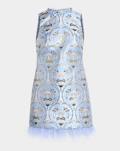 Cara Cara Paige Printed Mini Shift Dress In Arcada Light Blue