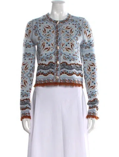 Pre-owned Cara Cara Paisley Print Crew Neck Sweater In Blue