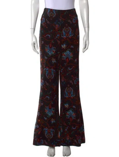 Pre-owned Cara Cara Paisley Print Flared Pants In Black
