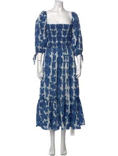 Pre-owned Cara Cara Paisley Print Long Dress In Blue