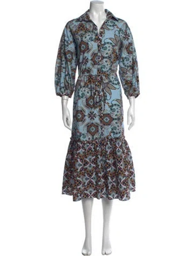 Pre-owned Cara Cara Paisley Print Long Dress In Blue