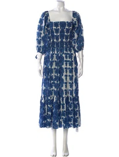 Pre-owned Cara Cara Paisley Print Long Dress In Blue