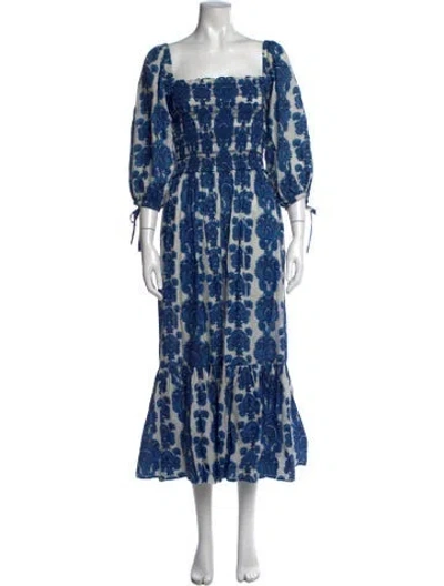 Pre-owned Cara Cara Paisley Print Long Dress In Blue