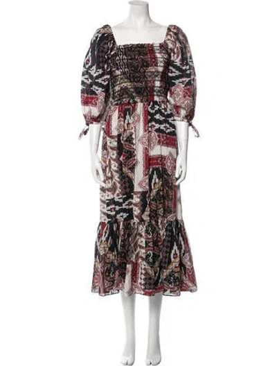 Pre-owned Cara Cara Paisley Print Long Dress In Neutral