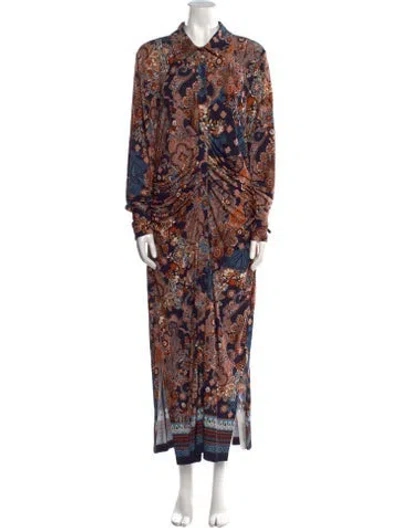 Pre-owned Cara Cara Paisley Print Long Dress In Orange