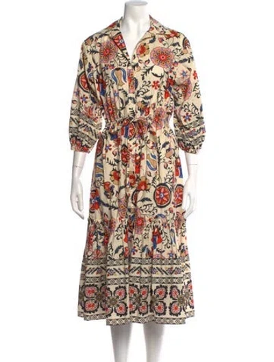Pre-owned Cara Cara Paisley Print Long Dress In Orange