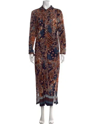 Pre-owned Cara Cara Paisley Print Long Dress In Orange