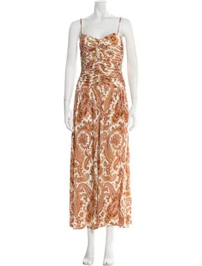 Pre-owned Cara Cara Paisley Print Long Dress In Orange