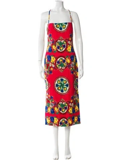 Pre-owned Cara Cara Paisley Print Long Dress In Red