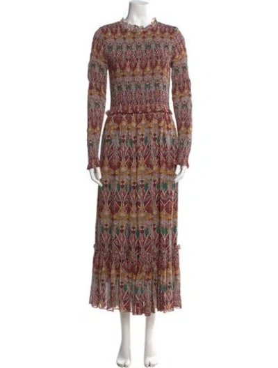Pre-owned Cara Cara Paisley Print Long Dress In Red