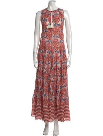 Pre-owned Cara Cara Paisley Print Long Dress In Red