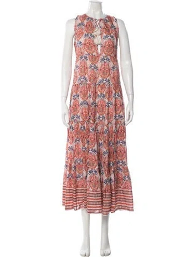 Pre-owned Cara Cara Paisley Print Long Dress In Red