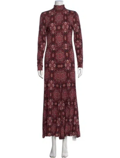 Pre-owned Cara Cara Paisley Print Long Dress In Red