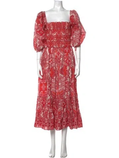 Pre-owned Cara Cara Paisley Print Long Dress In Red