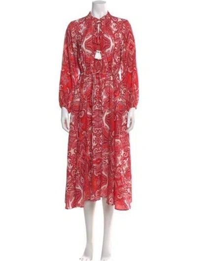 Pre-owned Cara Cara Paisley Print Long Dress In Red