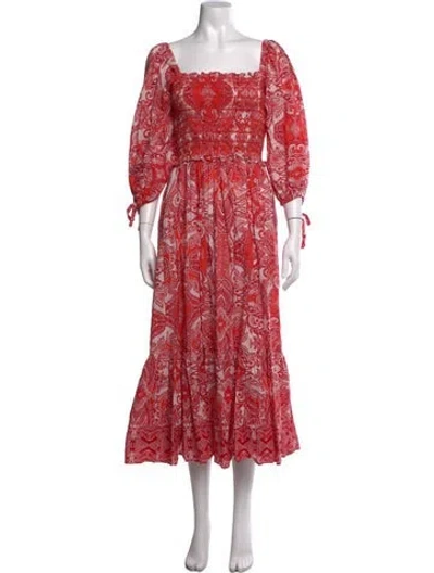 Pre-owned Cara Cara Paisley Print Long Dress In Red