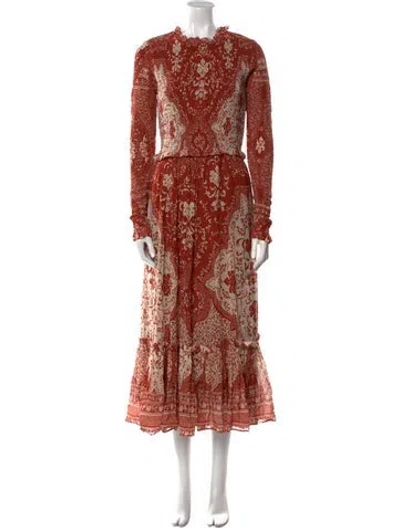 Pre-owned Cara Cara Paisley Print Long Dress W/ Tags In Orange