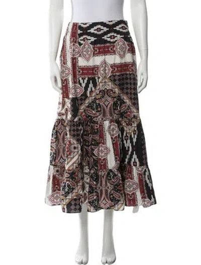 Pre-owned Cara Cara Paisley Print Long Skirt In Black