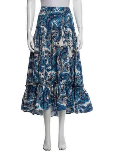 Pre-owned Cara Cara Paisley Print Long Skirt In Blue