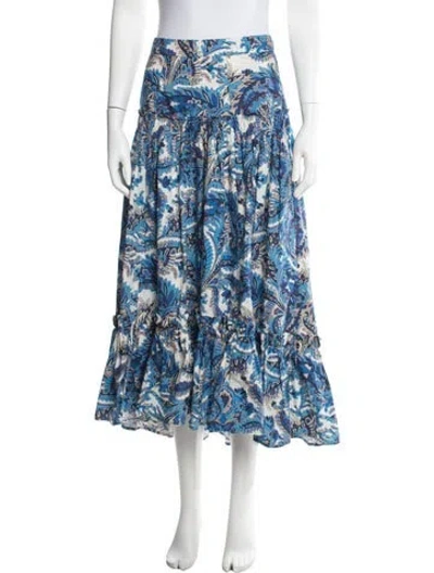 Pre-owned Cara Cara Paisley Print Long Skirt In Blue
