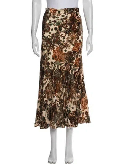 Pre-owned Cara Cara Paisley Print Long Skirt In Brown