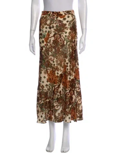 Pre-owned Cara Cara Paisley Print Long Skirt In Neutral