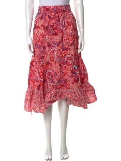 Pre-owned Cara Cara Paisley Print Long Skirt In Red