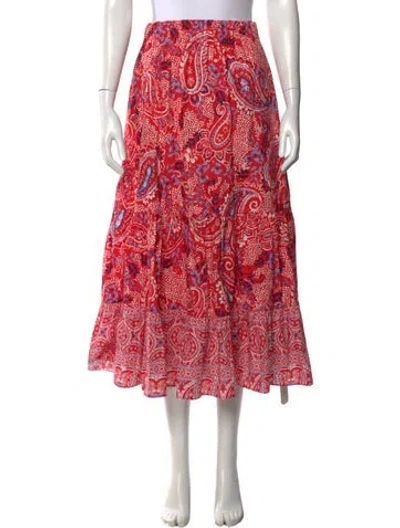Pre-owned Cara Cara Paisley Print Long Skirt In Red