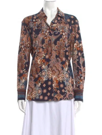 Pre-owned Cara Cara Paisley Print Long Sleeve Blouse In Multi