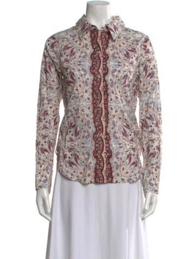 Pre-owned Cara Cara Paisley Print Long Sleeve Blouse W/ Tags In Multi