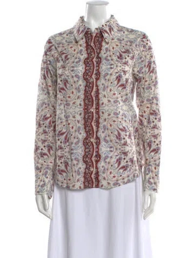 Pre-owned Cara Cara Paisley Print Long Sleeve Blouse W/ Tags In Multi