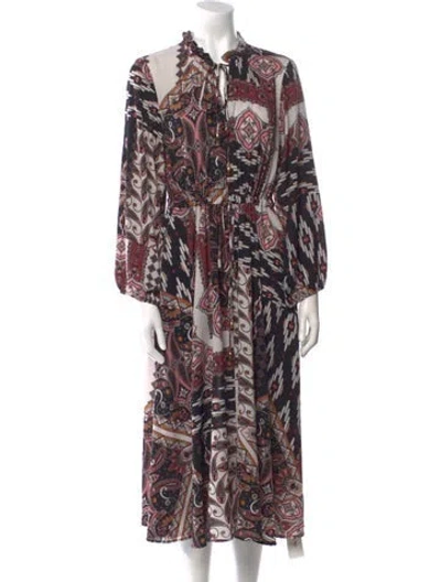 Pre-owned Cara Cara Paisley Print Midi Length Dress In Black