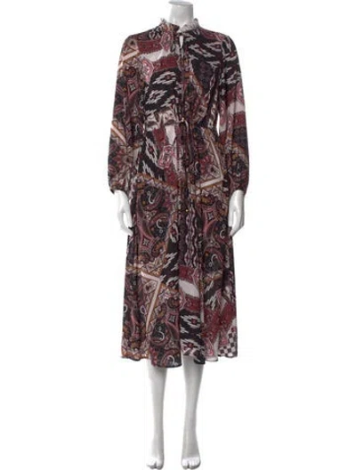 Pre-owned Cara Cara Paisley Print Midi Length Dress In Black