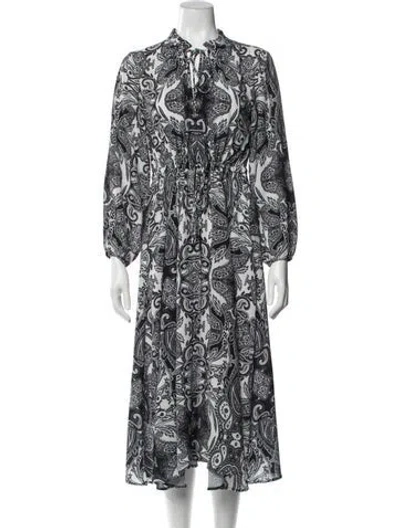 Pre-owned Cara Cara Paisley Print Midi Length Dress In Blue