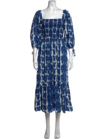 Pre-owned Cara Cara Paisley Print Midi Length Dress In Blue