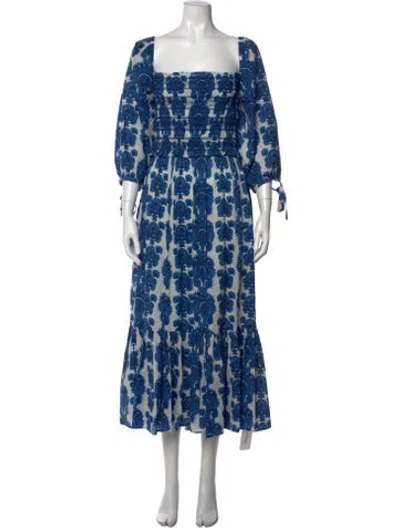 Pre-owned Cara Cara Paisley Print Midi Length Dress In Blue