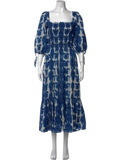 Pre-owned Cara Cara Paisley Print Midi Length Dress In Blue