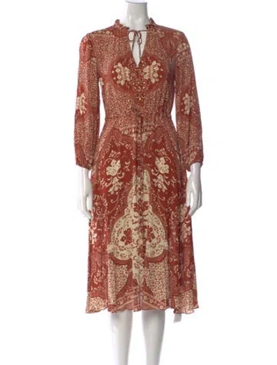 Pre-owned Cara Cara Paisley Print Midi Length Dress In Brown
