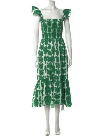 Pre-owned Cara Cara Paisley Print Midi Length Dress In Green