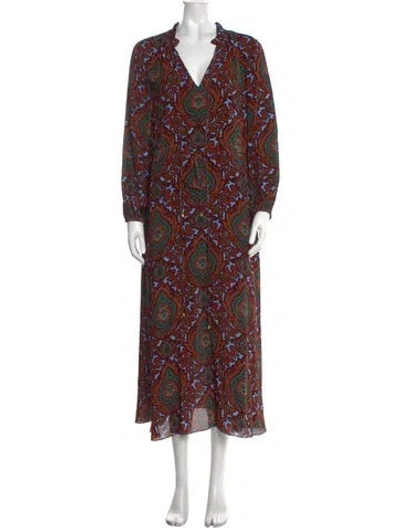 Pre-owned Cara Cara Paisley Print Midi Length Dress In Multicolor